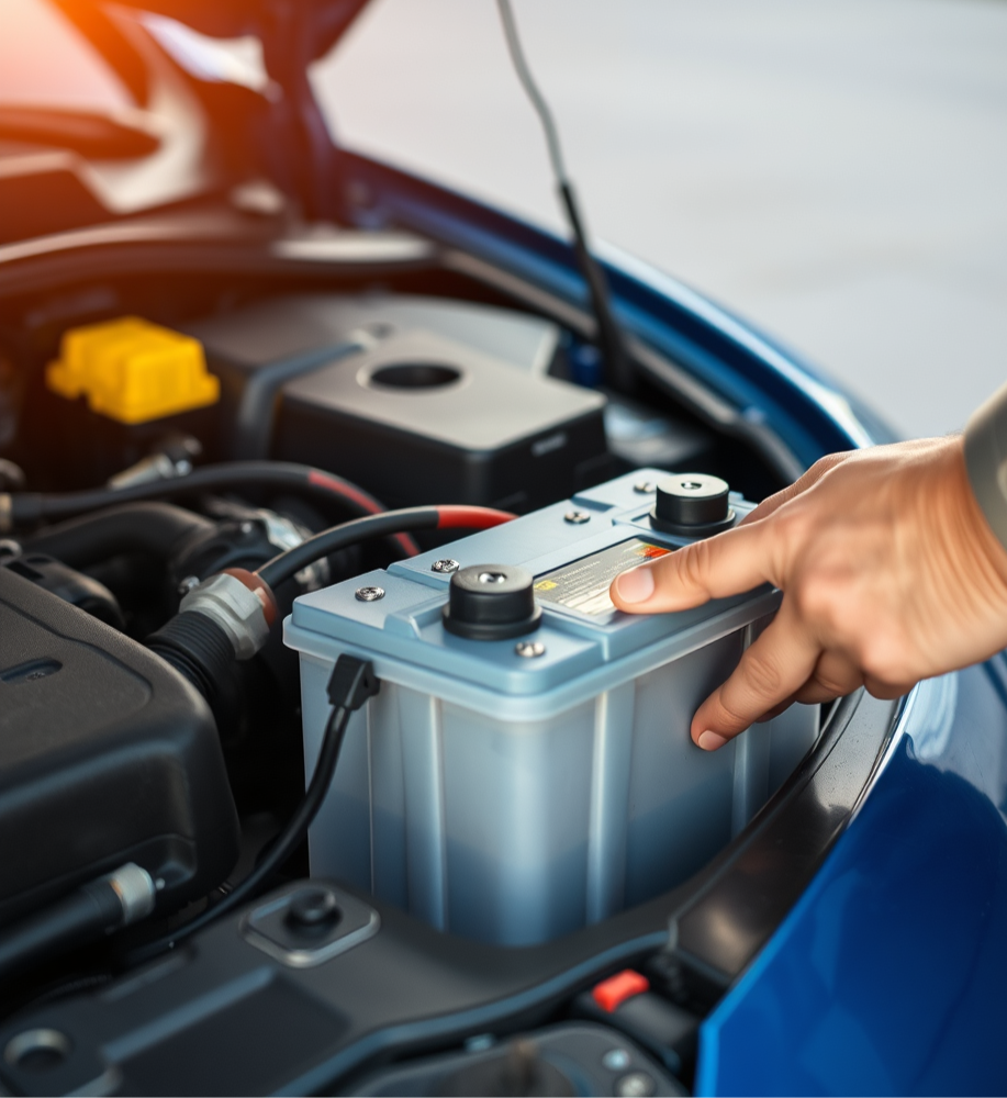 Car battery jump start service on the roadside